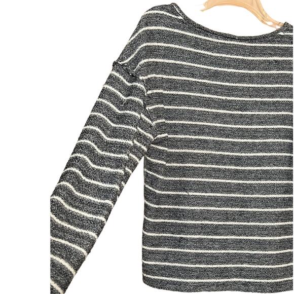 Anthropologie Devin Textured Sweatshirt Toned Grey Striped Sweater sz medium - Picture 5 of 14